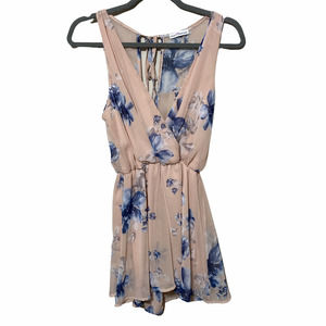 Dainty Hooligan Womens V-Neck Floral Faux Wrap Top Size Small Pink Blue